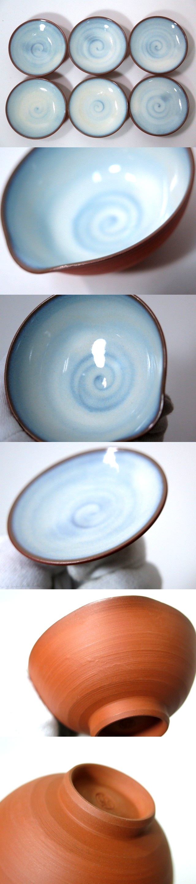 G084 F 常滑暁窯 暁甫 作 朱泥釣釉烏竜茶 ススリ 茶碗 共